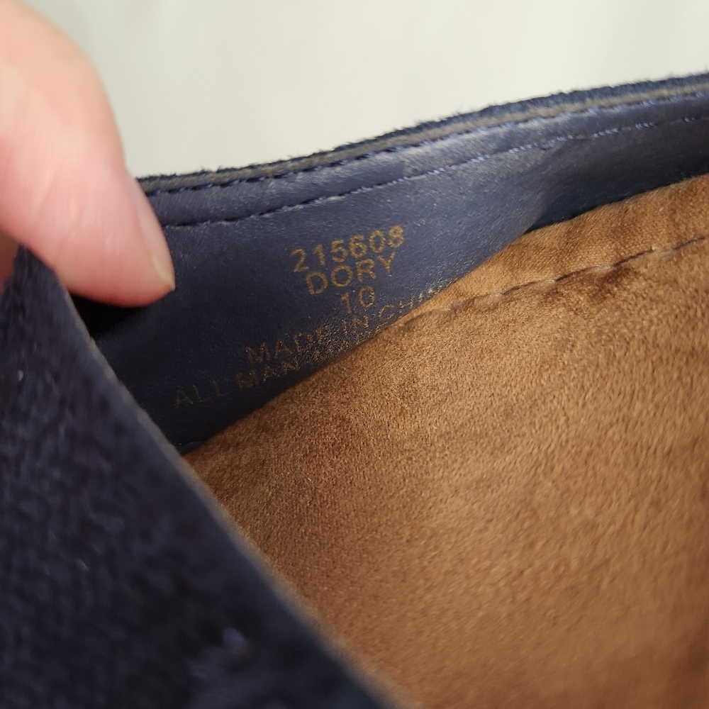 SOLD!!!  Pesaro Wedge Espadrille Sandals Navy Brown Leather Size 10 Cottage - Picture 4 of 6